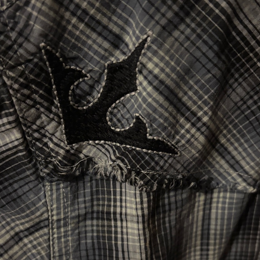 Rock 47 Men's Blue Plaid Casual Button Down Shirt - Picture 3 of 6